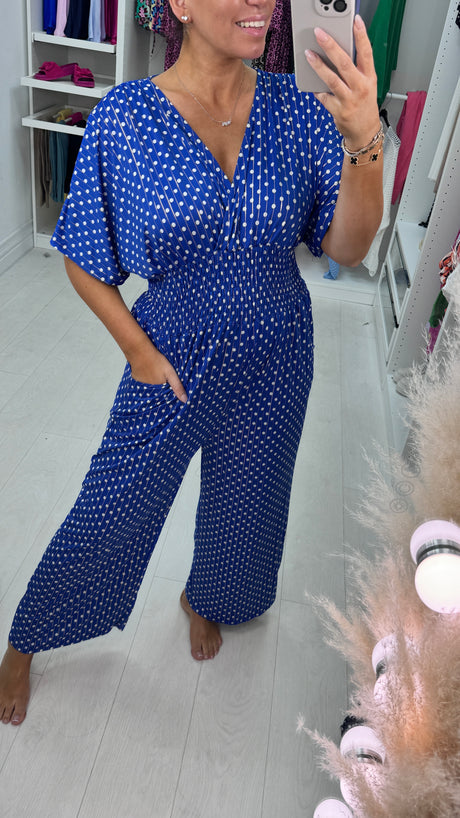 🔥HOT SALE 49% OFF💝Polka Dot Printed Elastic Waist Jumpsuit