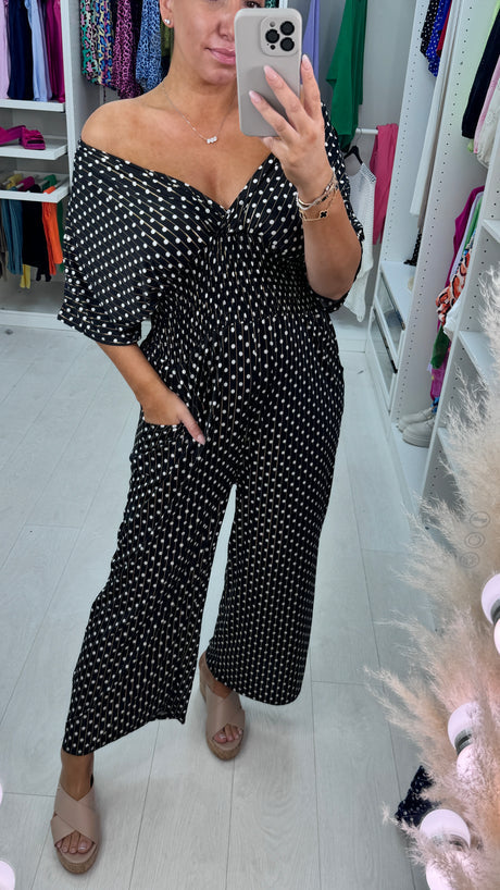 🔥HOT SALE 49% OFF💝Polka Dot Printed Elastic Waist Jumpsuit