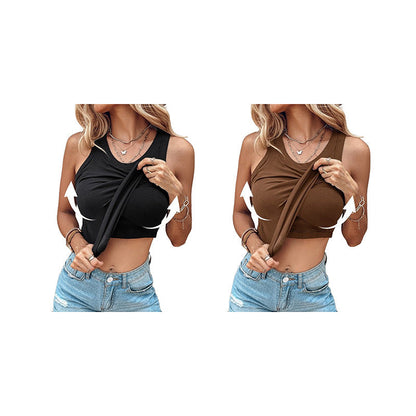 💖LAST DAY SPECIAL PRICE: ￡12.99!!💖Ribbed Stretchy Tank Top with Shelf Bra