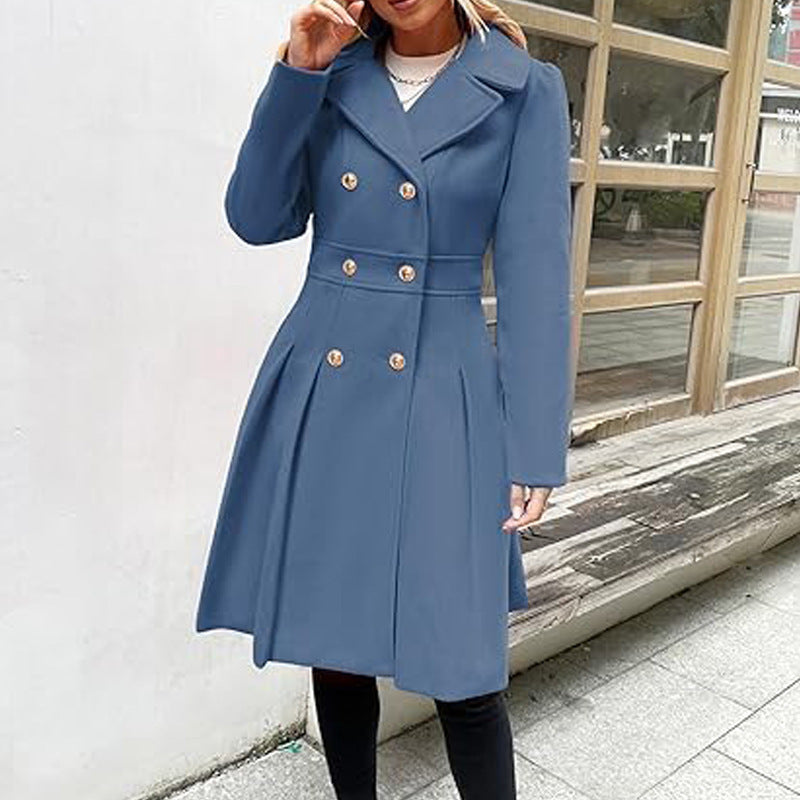 Women's A-line Slim Long Tweed Coat