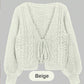 Women’s Casual Knitted Drawstring Open Front Coat