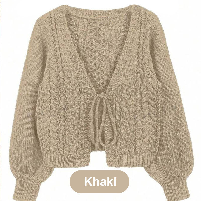 Women’s Casual Knitted Drawstring Open Front Coat