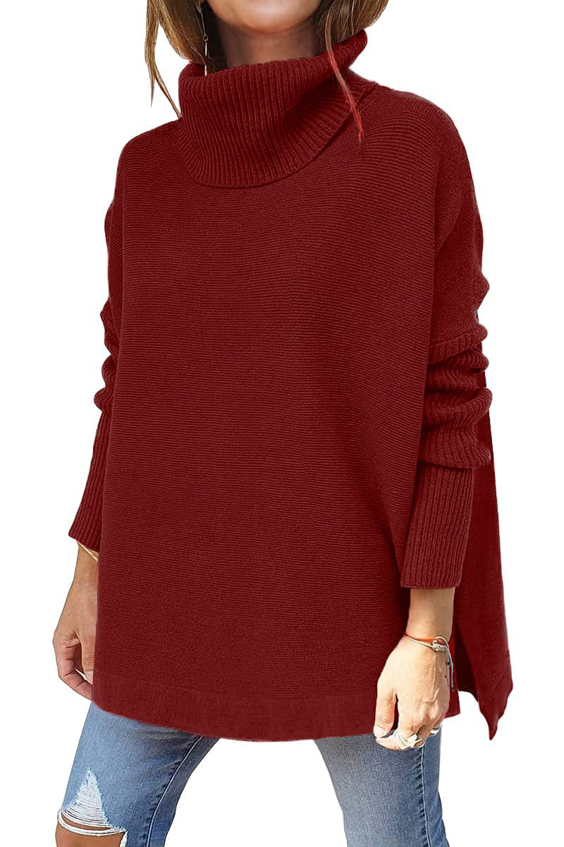 🔥Last Day Promotion 50% OFF🔥Women's Turtleneck Oversize Hem Knit Pullover Sweater