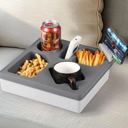 Couch Cup Holder Tray with Phone Stand