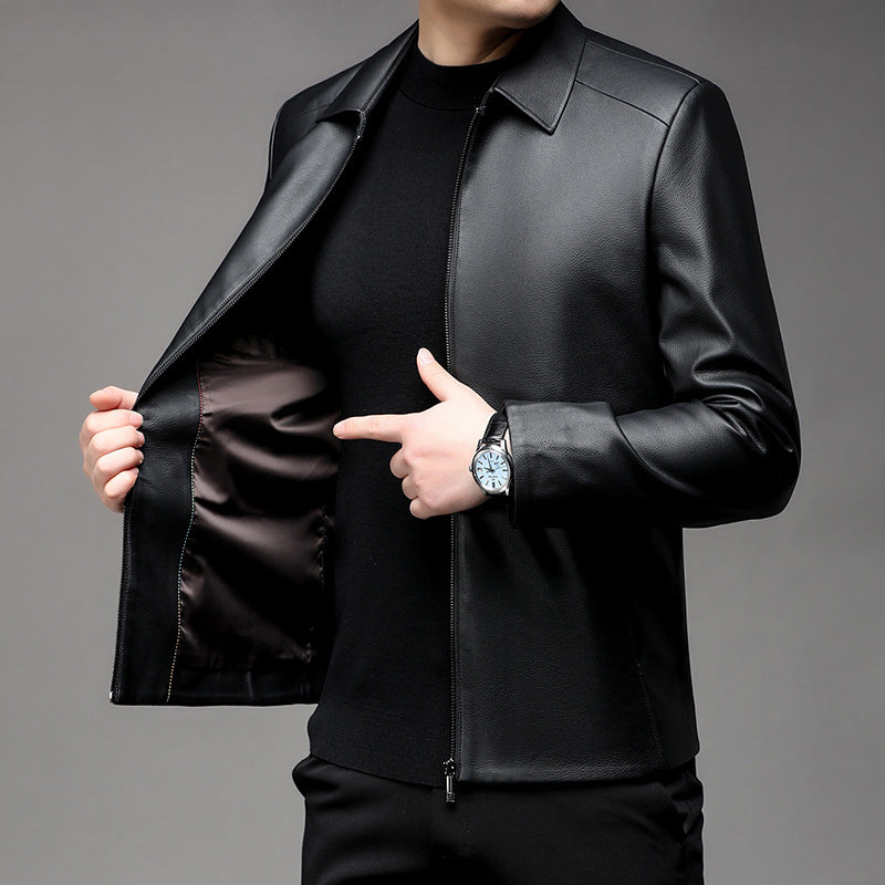 🔥Limited time 50% off sale🔥 Men's Casual Business Lapel PU Leather Jacket