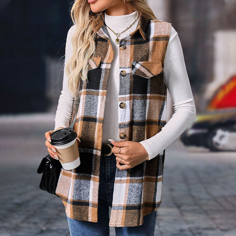 🌸Fashion new products 50% OFF🌸Women’s Button-Down Plaid Vest