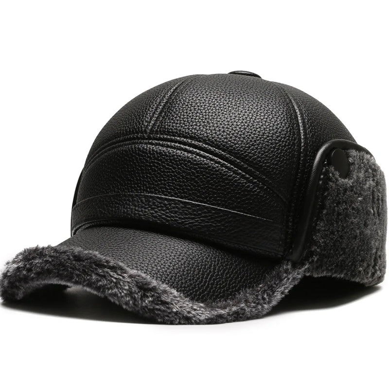 Men's Thick Ear Protection Faux Leather Hat