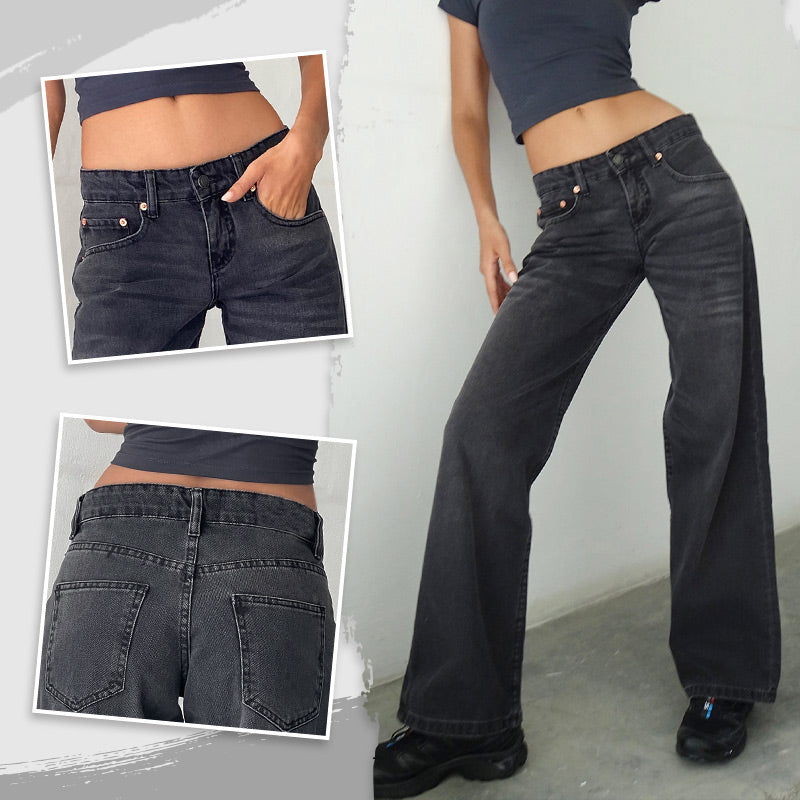 Women's Low-Rise Straight Leg Jeans with Pockets