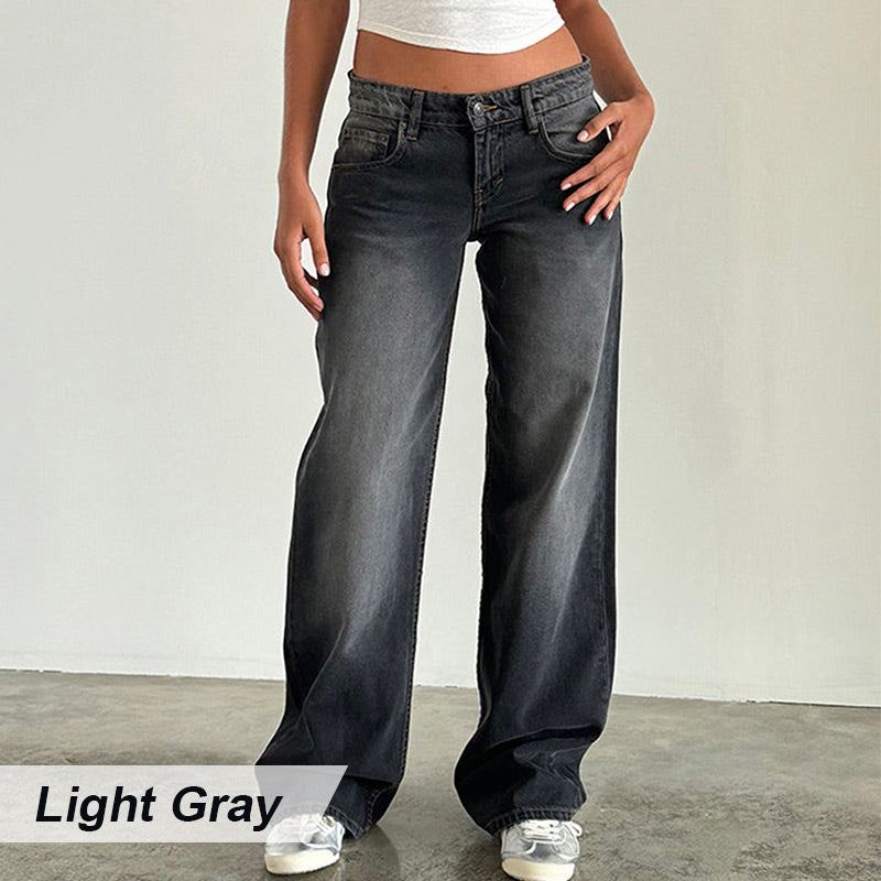 Women's Low-Rise Straight Leg Jeans with Pockets