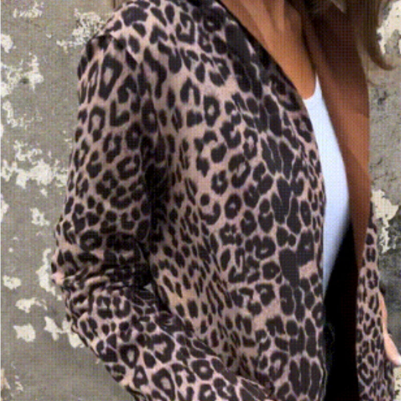 Women's Hooded Leopard Print Open-Front Trench Coat