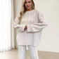 Solid Crew Neck Twist Textured Sweater & Pants Set