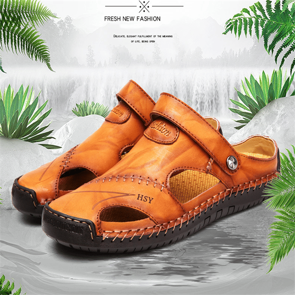 Large Size Soft Leather Men's Breathable Outdoor Sandals