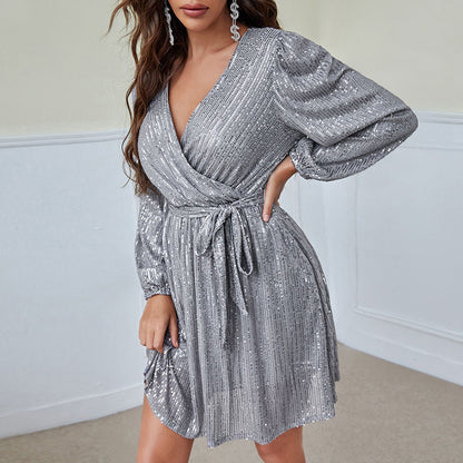 🔥Hot Sale 50% OFF✨New Arrival✨Multi Sequin Cross Over Front Dress