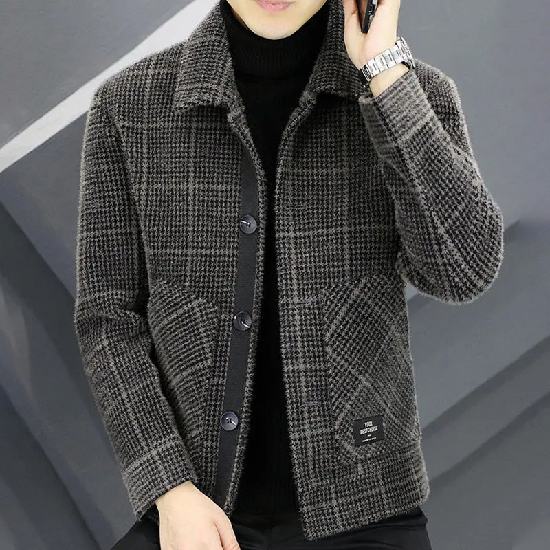 ✨New Arrival✨Men's Fashion Plaid Warm Lapel Jacket（50% OFF）