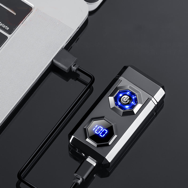 USB Charging Digital Windproof Lighters with LED Lighting Function