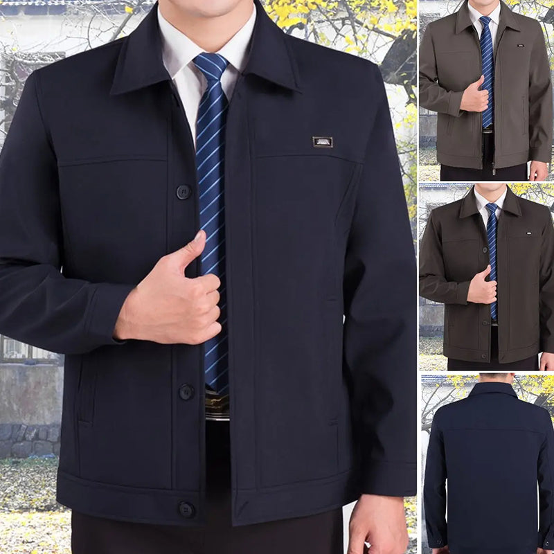 Men's Casual Laydown Collar Jacket with Pockets