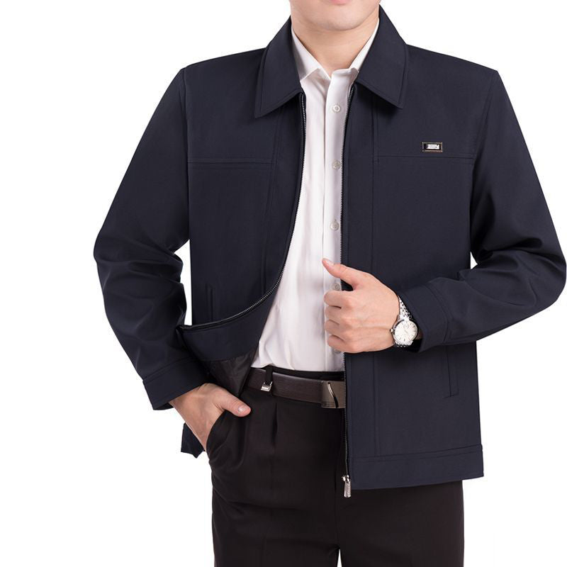 Men's Casual Laydown Collar Jacket with Pockets