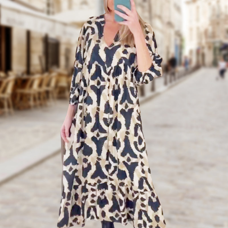 Women's Trendy V-Neck Leopard Print Dress