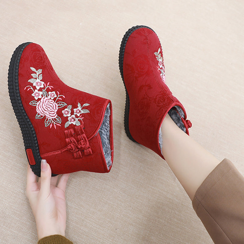 Women's Padded Warm Embroidered Snow Boots