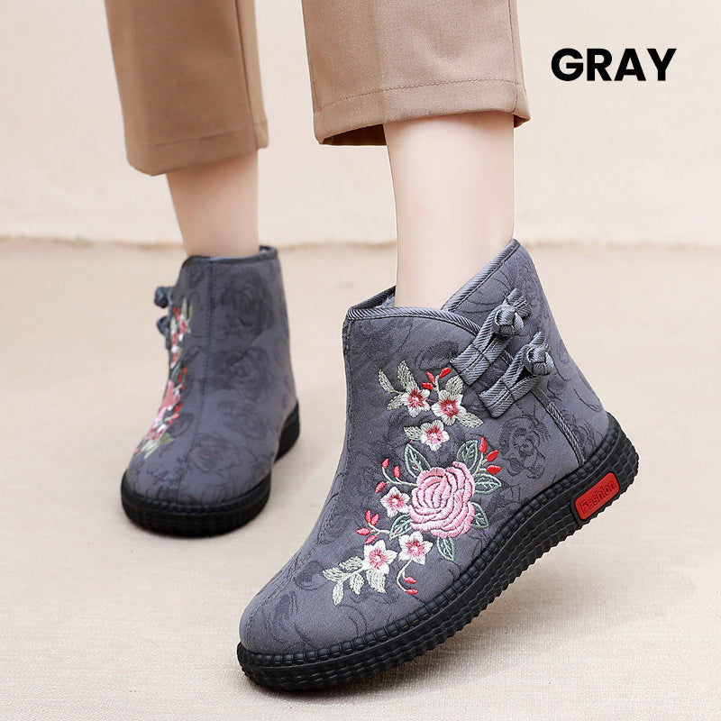 Women's Padded Warm Embroidered Snow Boots