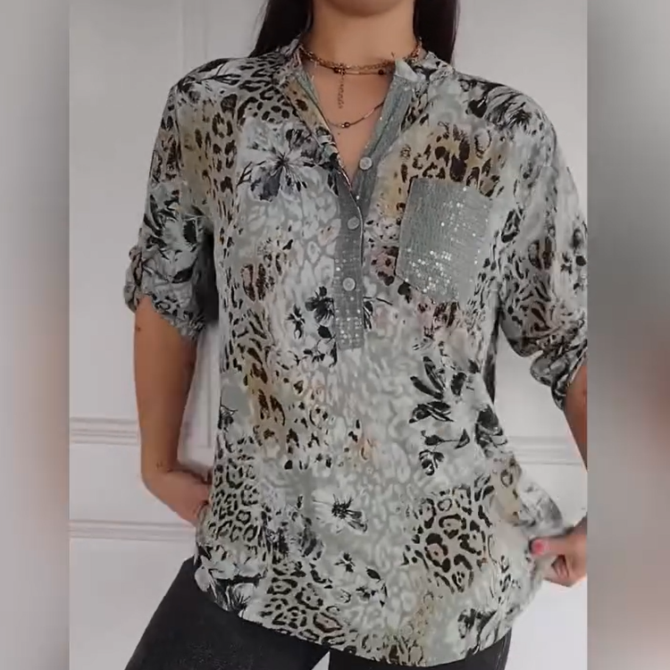 Women's Casual Half Button Printed Shirt