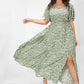 Sweet Floral V-Neck Single-Side Split Dress