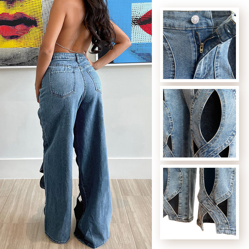 💖 Women's Hollow Out High-Waisted Denim Pants👖