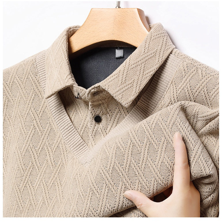 🔥Hot sale 53%🔥 Men's Plush-Lined Mock Layered Lapel Shirtsale