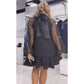 ❤What should I wear tomorrow?❤Mesh Long Sleeve Dress with Pleated Hem