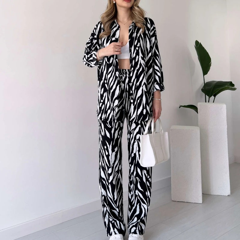 🌸Spring Specials🌸 Chic Women's Zebra Print Shirt & Pants Set