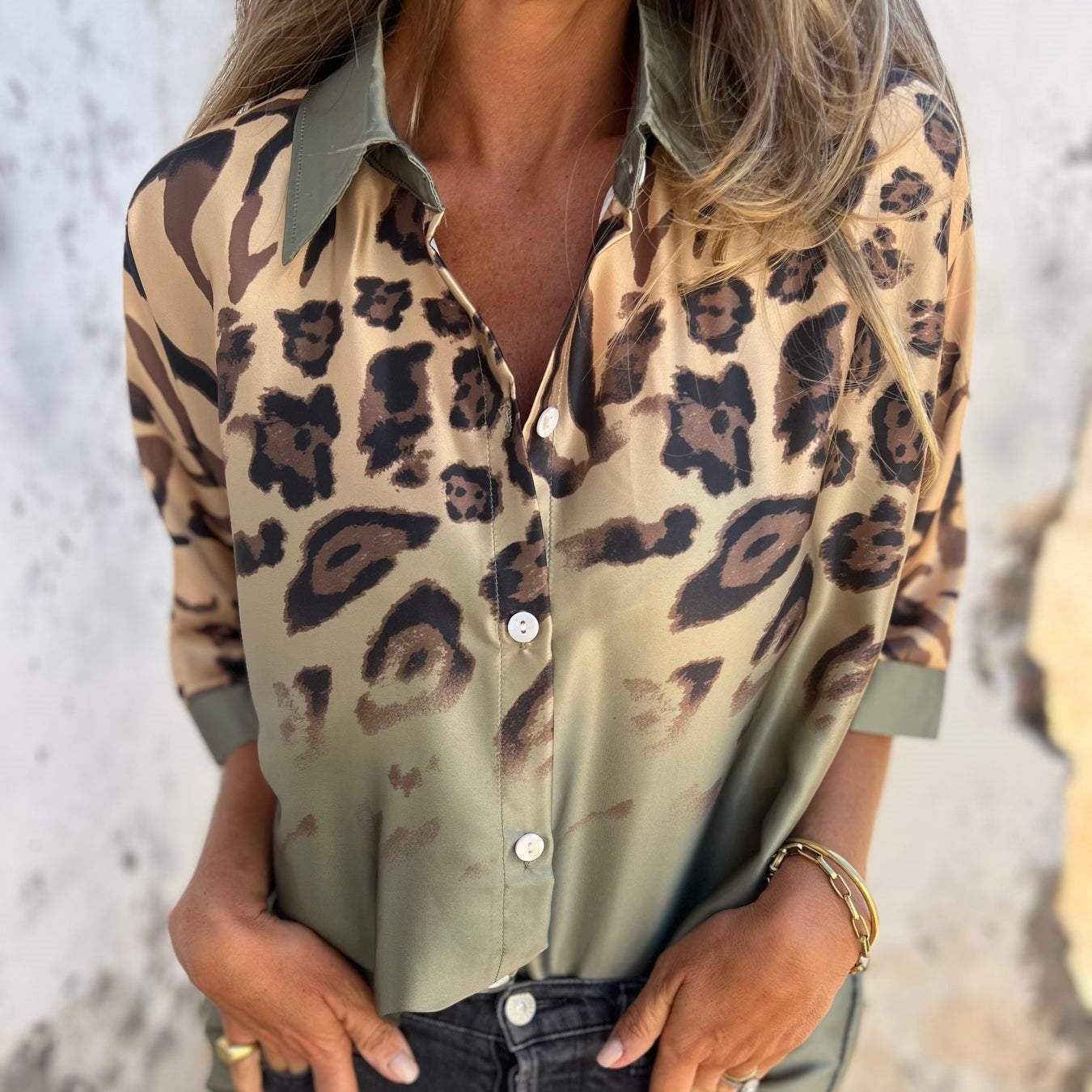 Women's Leopard Print Button Down Shirt