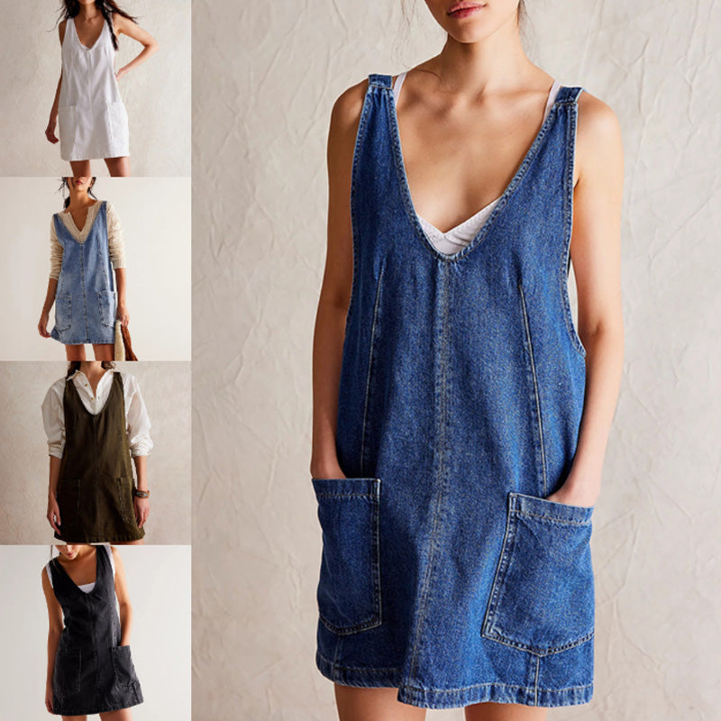 Women's Fashion Denim Backless Dress