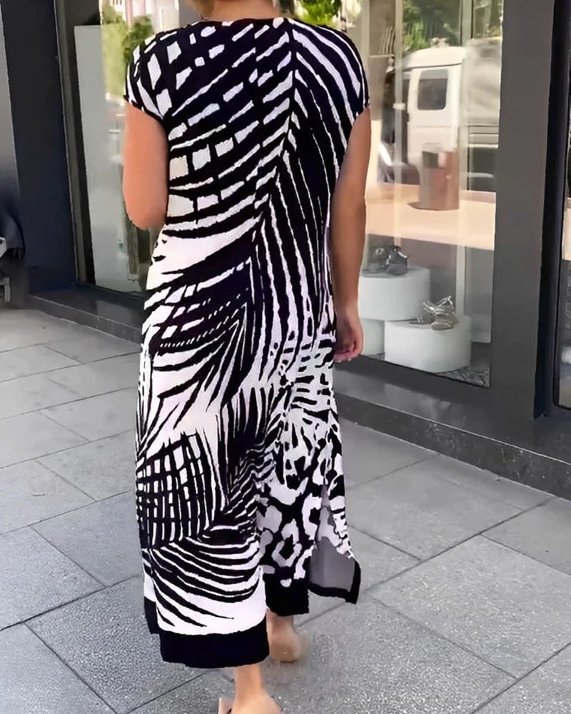 Casual Printed Short Sleeve Dress