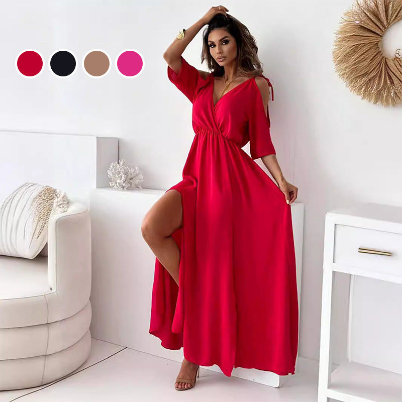 💖Limited Sale 49% OFF💖Women’s Elegant Sexy V Neck Side Slit Dress