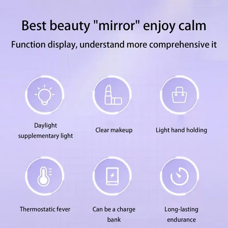 4-in-1 LED Lighted Mirror with Power Bank & Hand Warmer