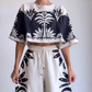 Printed Casual Top & Drawstring Pants Set