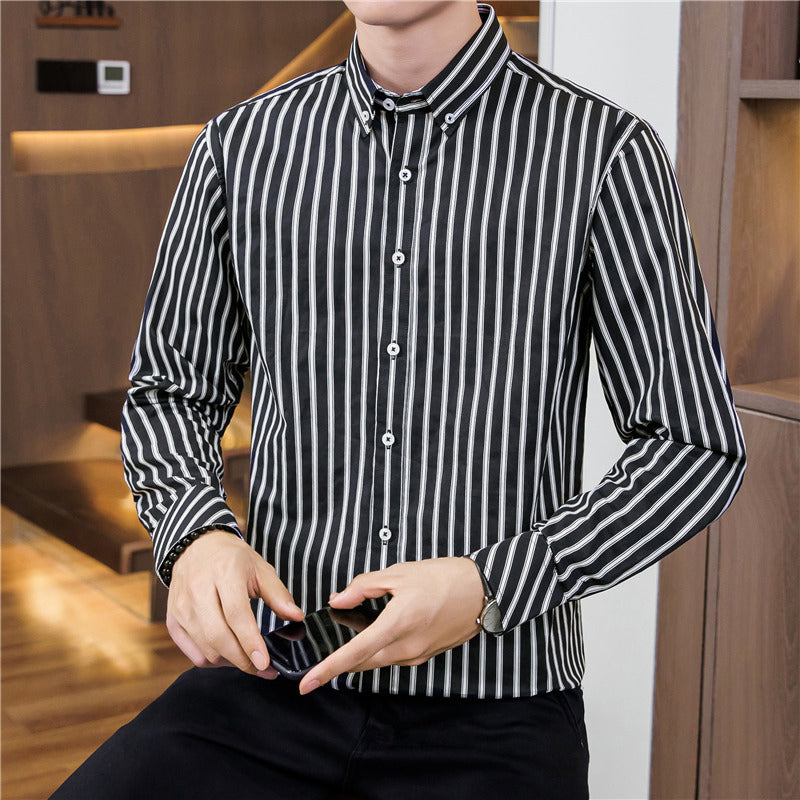 Men's Long Sleeve Vertical Stripe Shirt