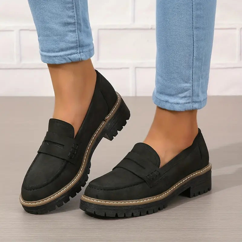 Comfortable chunky loafers for women with platform