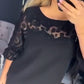 🌸Spring Specials🌸 Women’s Elegant Black Midi Dress with Sheer Lace Panel