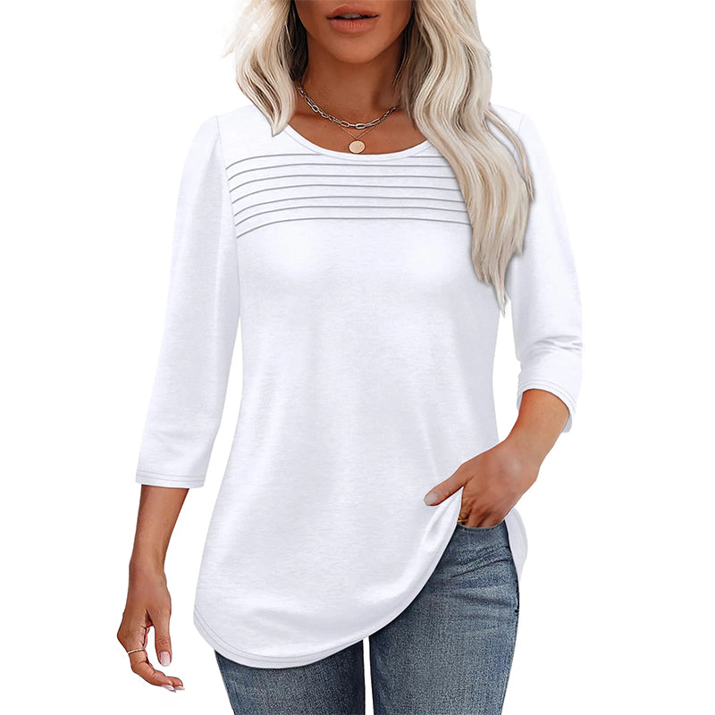 🌸Spring Specials🌸Women’s Pleated Detail 3/4 Sleeve Casual T-Shirt