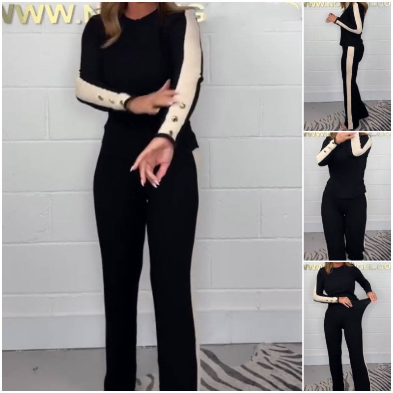 Women’s Color Block Tops ＆ Pants Two-Piece Set