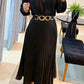 New Women's European And American Solid Color Plus Size Pleated Long Dress