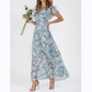 Short Sleeve Long Dress with Floral Print