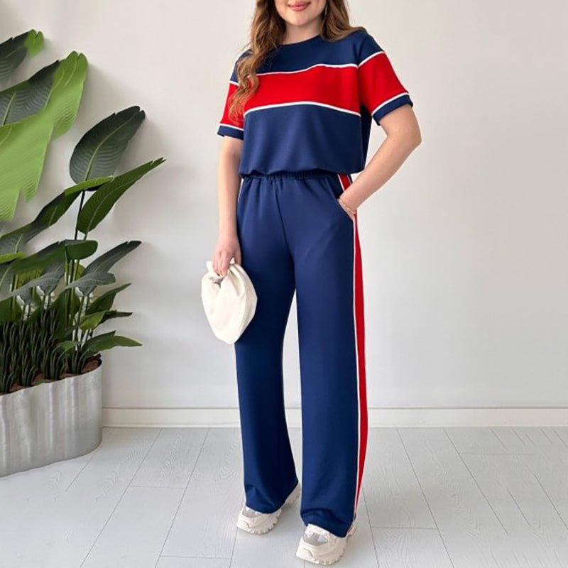 💖Limited Sale 50% OFF💖Women's Two-Piece Color-Block Casual Tracksuit