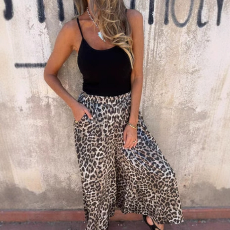 Women's Leopard Print Loose Casual Wide Leg Pants