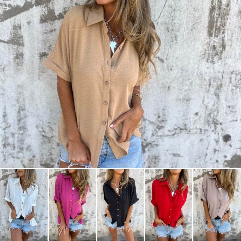 Women's Casual Solid Color Loose Fit Shirt