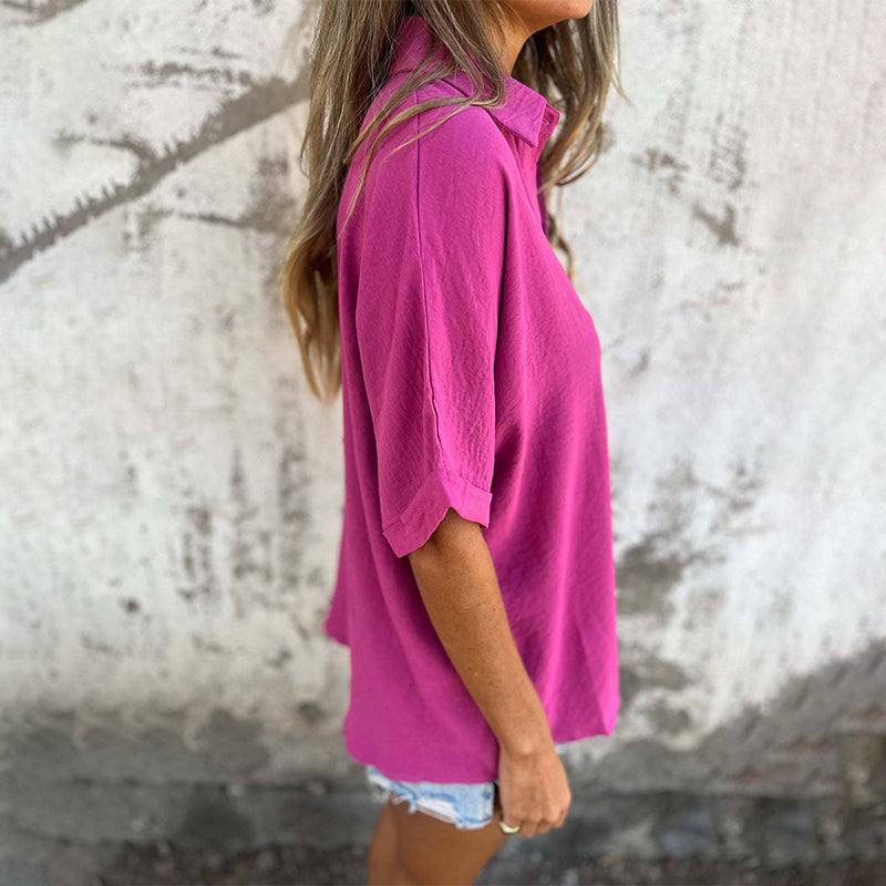 Women's Casual Solid Color Loose Fit Shirt