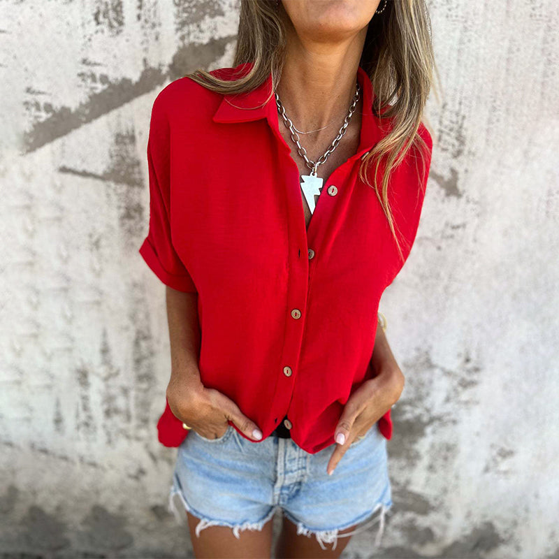 Women's Casual Solid Color Loose Fit Shirt