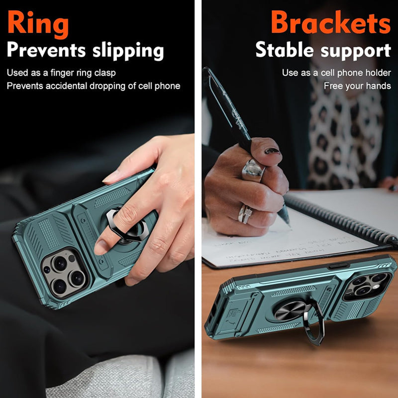 💥💥💥Phone Case with Card Holder & Ring Grip for iPhone