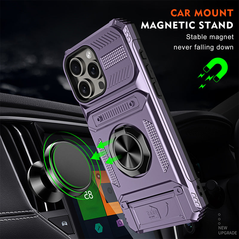 💥💥💥Phone Case with Card Holder & Ring Grip for iPhone